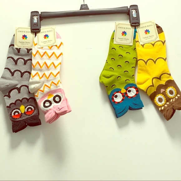 NWT Coco & Hana Owl Socks - 4 pairs - Picture 1 of 6